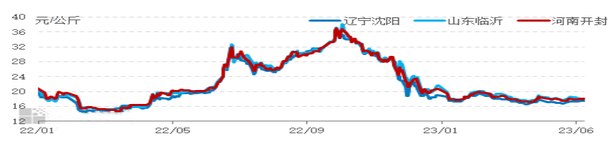 北方市場白條豬肉價格走勢